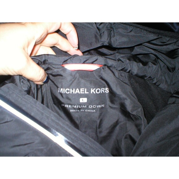 New NWT L Mens Coat Michael Kors Reflective Down Jacket Black Rain Wind Hood War - Picture 8 of 8